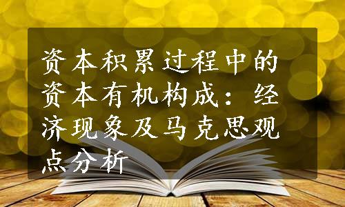 资本积累过程中的资本有机构成：经济现象及马克思观点分析