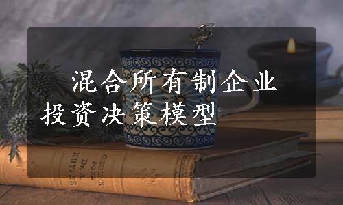 　混合所有制企业投资决策模型