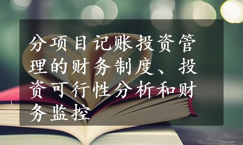 分项目记账投资管理的财务制度、投资可行性分析和财务监控
