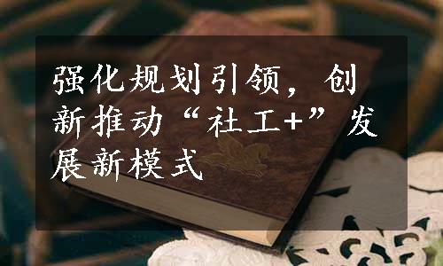 强化规划引领，创新推动“社工+”发展新模式