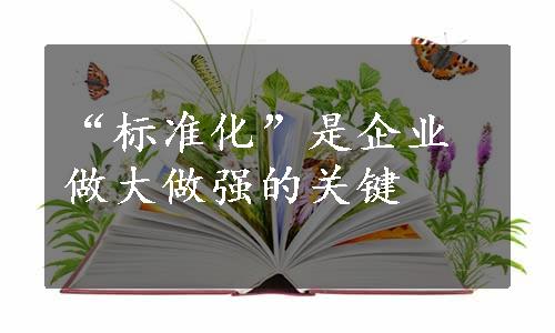 “标准化”是企业做大做强的关键