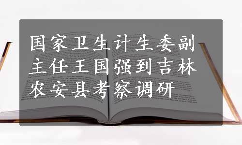 国家卫生计生委副主任王国强到吉林农安县考察调研