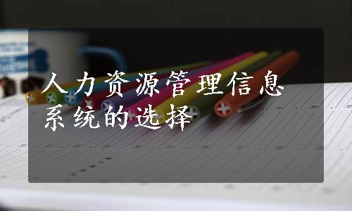 人力资源管理信息系统的选择
