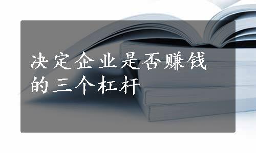 决定企业是否赚钱的三个杠杆