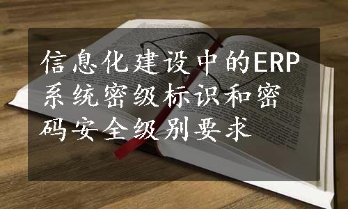 信息化建设中的ERP系统密级标识和密码安全级别要求
