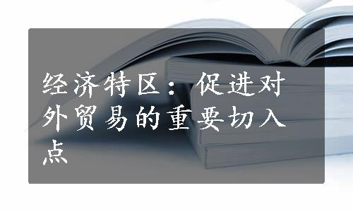 经济特区：促进对外贸易的重要切入点