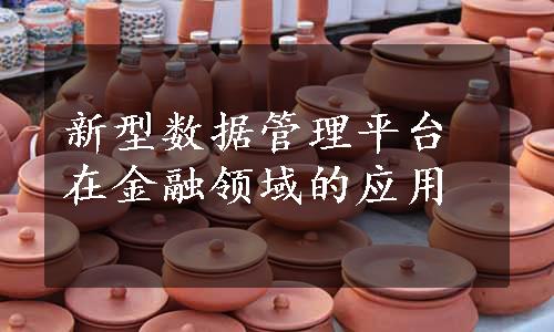 新型数据管理平台在金融领域的应用