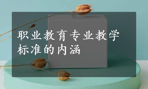 职业教育专业教学标准的内涵