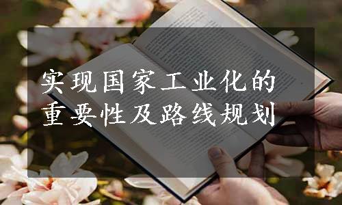 实现国家工业化的重要性及路线规划
