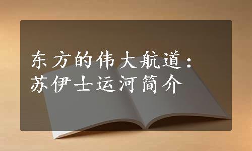 东方的伟大航道：苏伊士运河简介