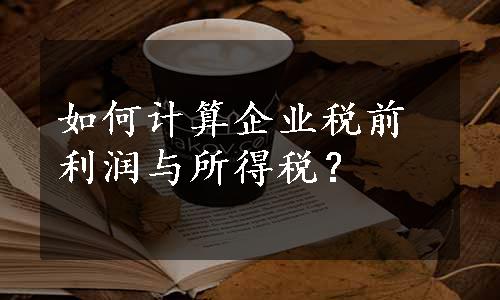 如何计算企业税前利润与所得税？