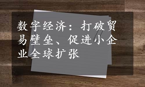 数字经济：打破贸易壁垒、促进小企业全球扩张