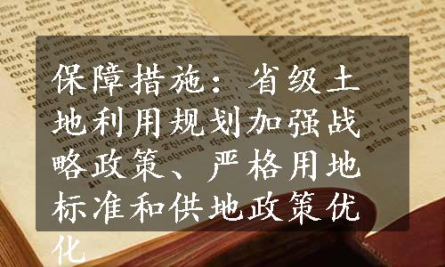 保障措施：省级土地利用规划加强战略政策、严格用地标准和供地政策优化