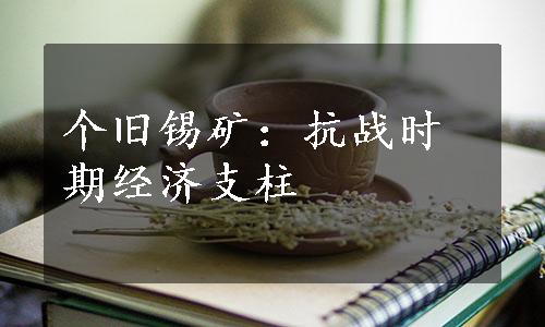 个旧锡矿：抗战时期经济支柱