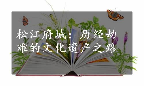 松江府城：历经劫难的文化遗产之路