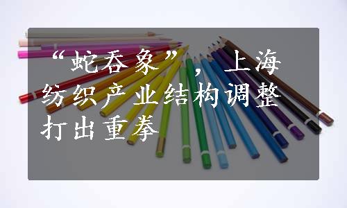 “蛇吞象”，上海纺织产业结构调整打出重拳