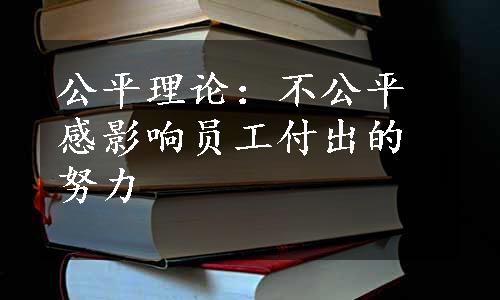 公平理论：不公平感影响员工付出的努力