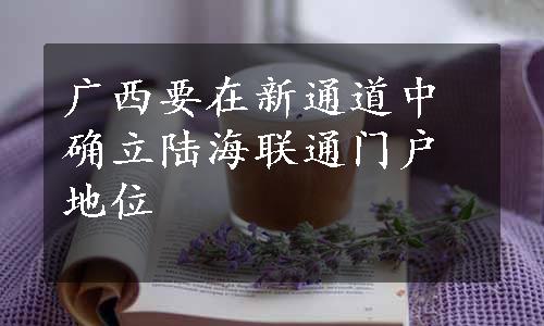 广西要在新通道中确立陆海联通门户地位