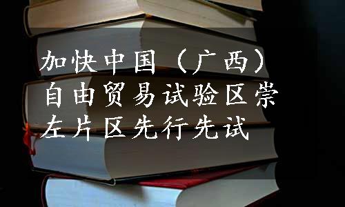 加快中国（广西）自由贸易试验区崇左片区先行先试