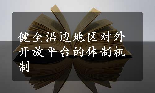 健全沿边地区对外开放平台的体制机制
