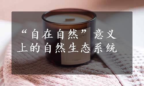 “自在自然”意义上的自然生态系统
