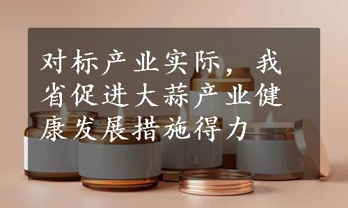 对标产业实际，我省促进大蒜产业健康发展措施得力