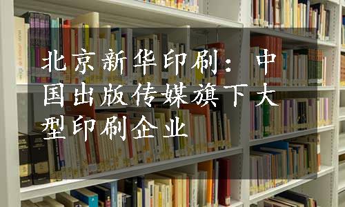 北京新华印刷：中国出版传媒旗下大型印刷企业
