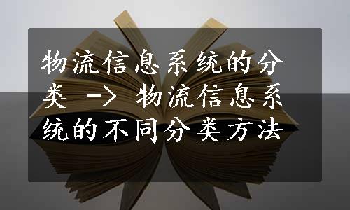 物流信息系统的分类 -> 物流信息系统的不同分类方法