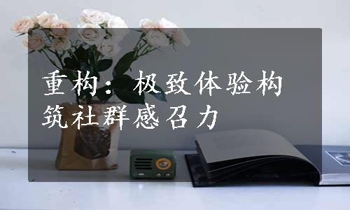 重构：极致体验构筑社群感召力