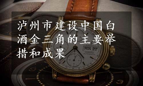 泸州市建设中国白酒金三角的主要举措和成果