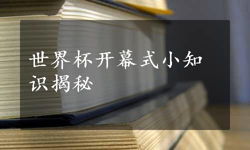 世界杯开幕式小知识揭秘