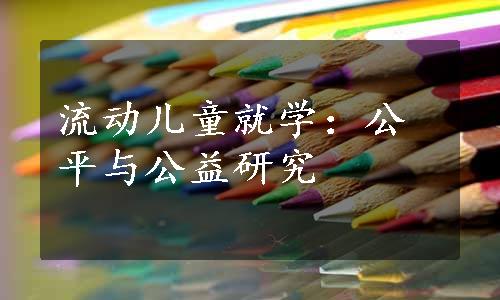 流动儿童就学：公平与公益研究