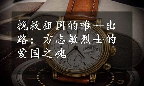 挽救祖国的唯一出路：方志敏烈士的爱国之魂