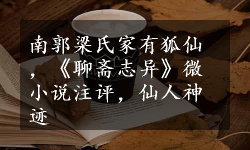 南郭梁氏家有狐仙，《聊斋志异》微小说注评，仙人神迹