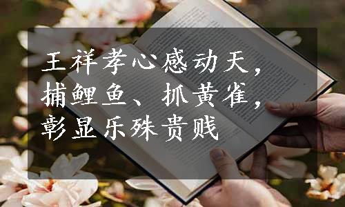 王祥孝心感动天，捕鲤鱼、抓黄雀，彰显乐殊贵贱