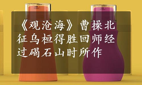 《观沧海》曹操北征乌桓得胜回师经过碣石山时所作