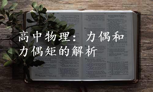 高中物理：力偶和力偶矩的解析