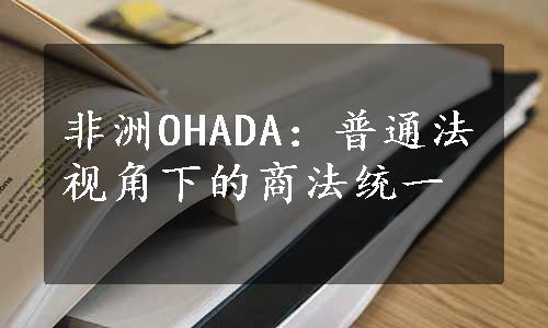 非洲OHADA：普通法视角下的商法统一