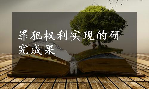 罪犯权利实现的研究成果