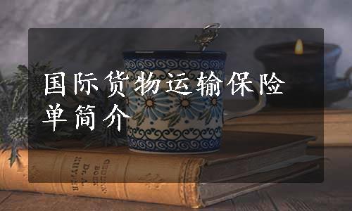 国际货物运输保险单简介