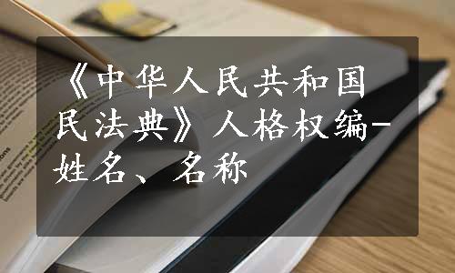 《中华人民共和国民法典》人格权编-姓名、名称