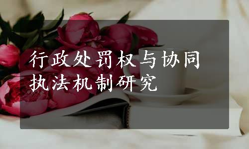 行政处罚权与协同执法机制研究