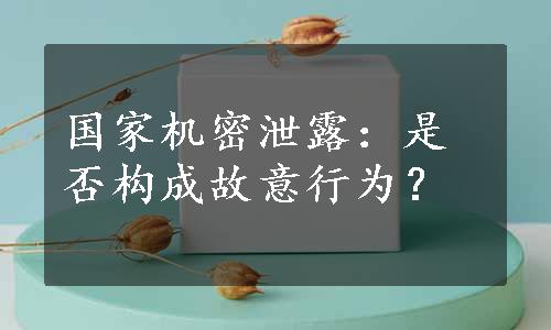 国家机密泄露：是否构成故意行为？