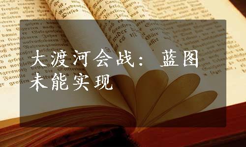 大渡河会战: 蓝图未能实现