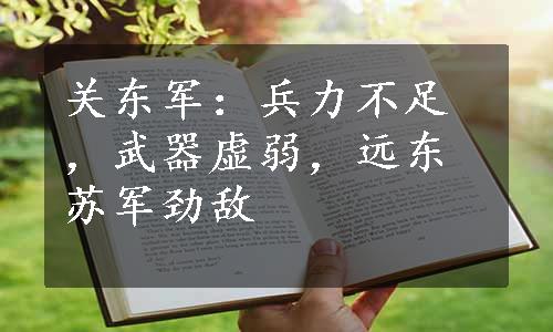 关东军：兵力不足，武器虚弱，远东苏军劲敌