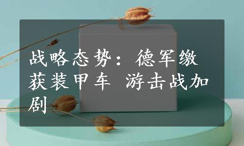 战略态势：德军缴获装甲车 游击战加剧