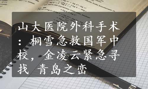 山大医院外科手术：桐雪急救国军中校，金凌云紧急寻找 青岛之峦