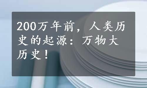 200万年前，人类历史的起源：万物大历史！